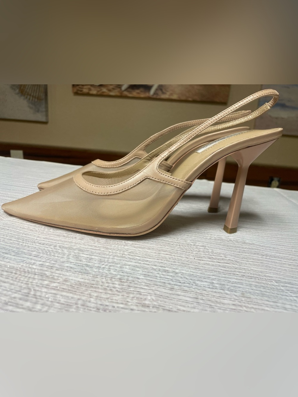 Tony Bianco Nude Mesh Slingback Stiletto Heels